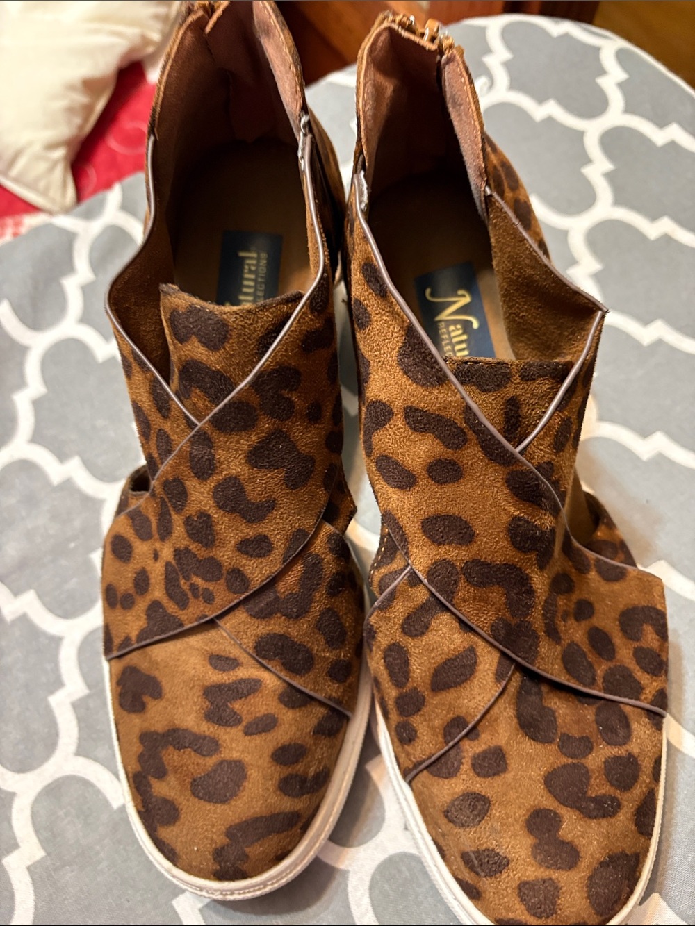 Naturalizer Women's Leopard Print Slip-Heel On Sneakers - Brown 2 1/2” heel